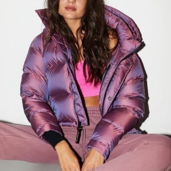 TNA Jackets & Blazers - TNA Iridescent Violet Cropped Puffer Jacket